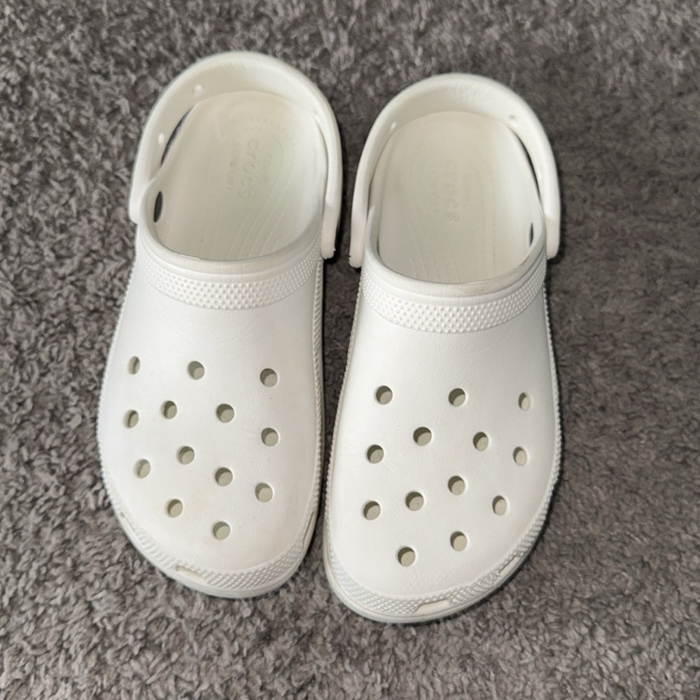 White slightly platform crocs